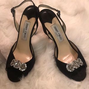 Jimmy Choo silk satin black heels